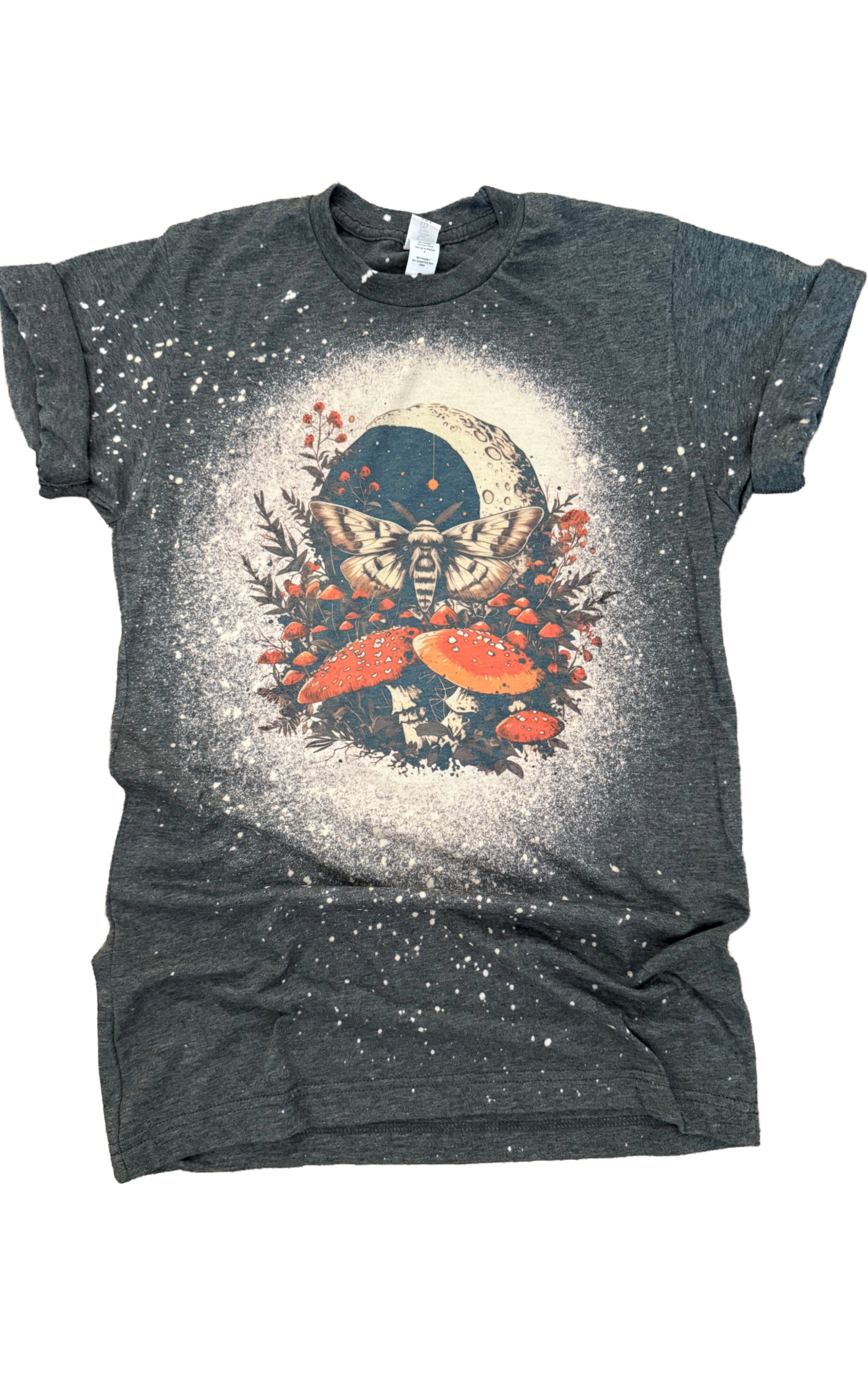 Mystical Moon Moth Mushroom Bleached - Adult & Kids T-Shirts, Sweatshirts & Hoodies apparel design preview 1
