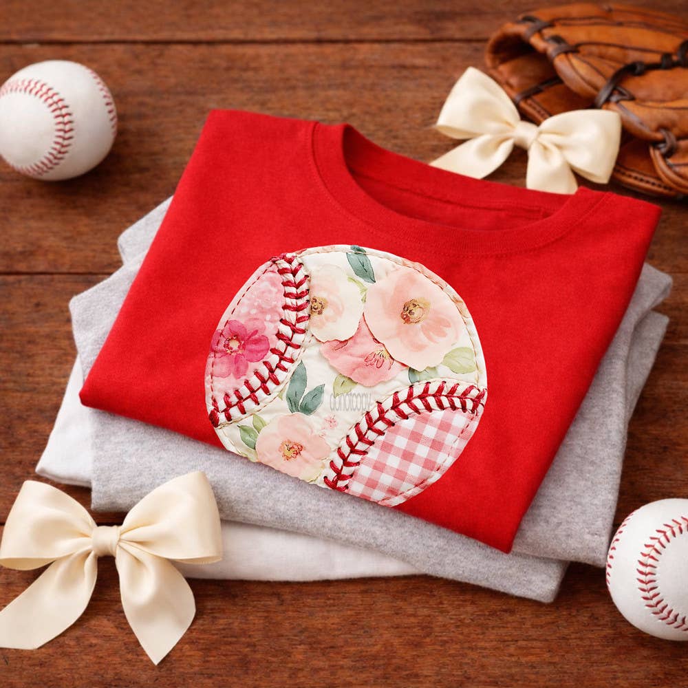 Faux Patchwork Floral Baseball - Adult & Kids T-Shirts, Sweatshirts & Hoodies apparel design preview 1
