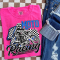 Moto Racing Blue Pigment Dyed - Adult & Kids T-Shirts, Sweatshirts & Hoodies apparel design preview 1