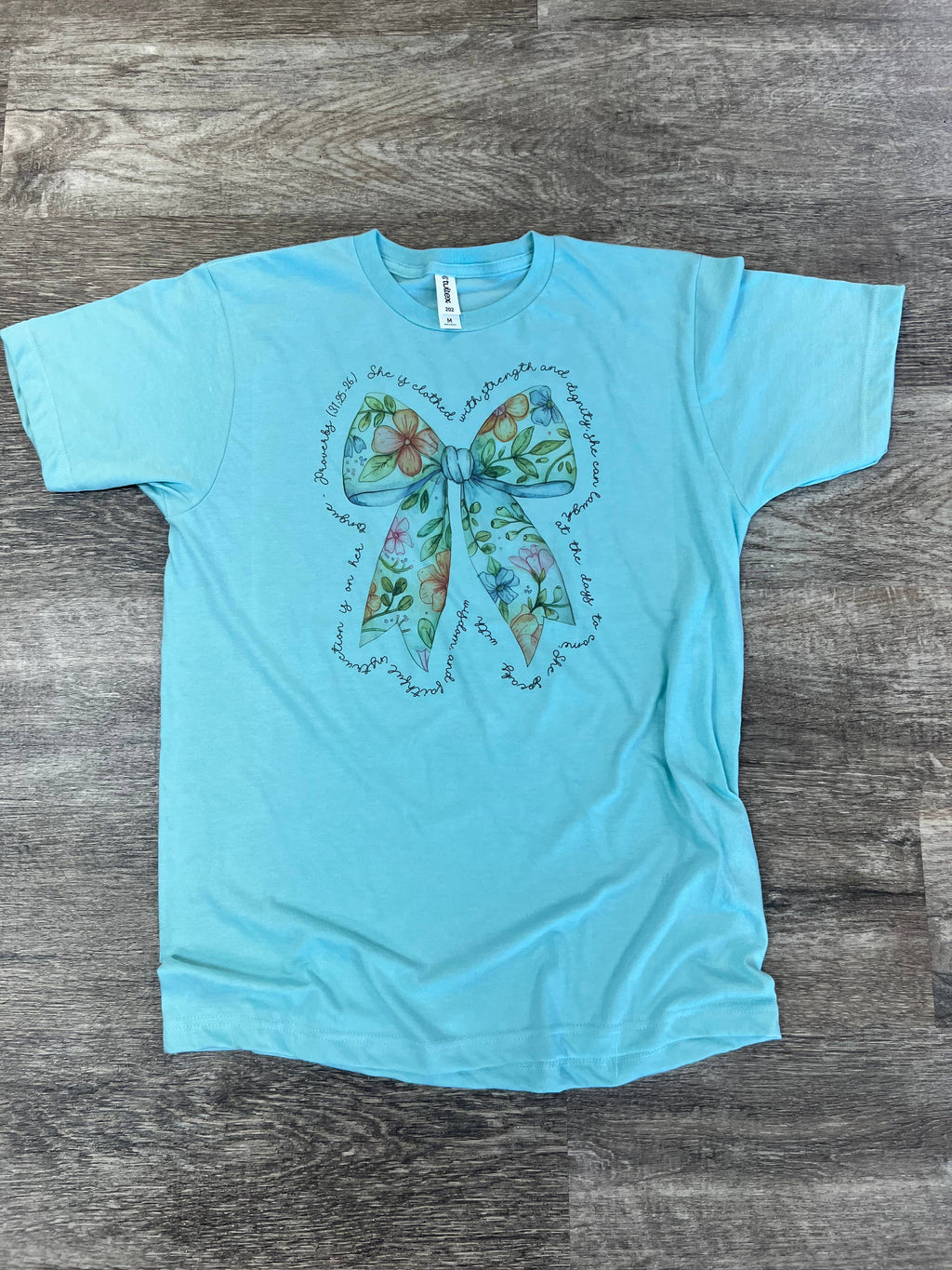 She Is Clothed with Strength Floral Bow On Purist - Adult & Kids T-Shirts, Sweatshirts & Hoodies apparel design preview 1
