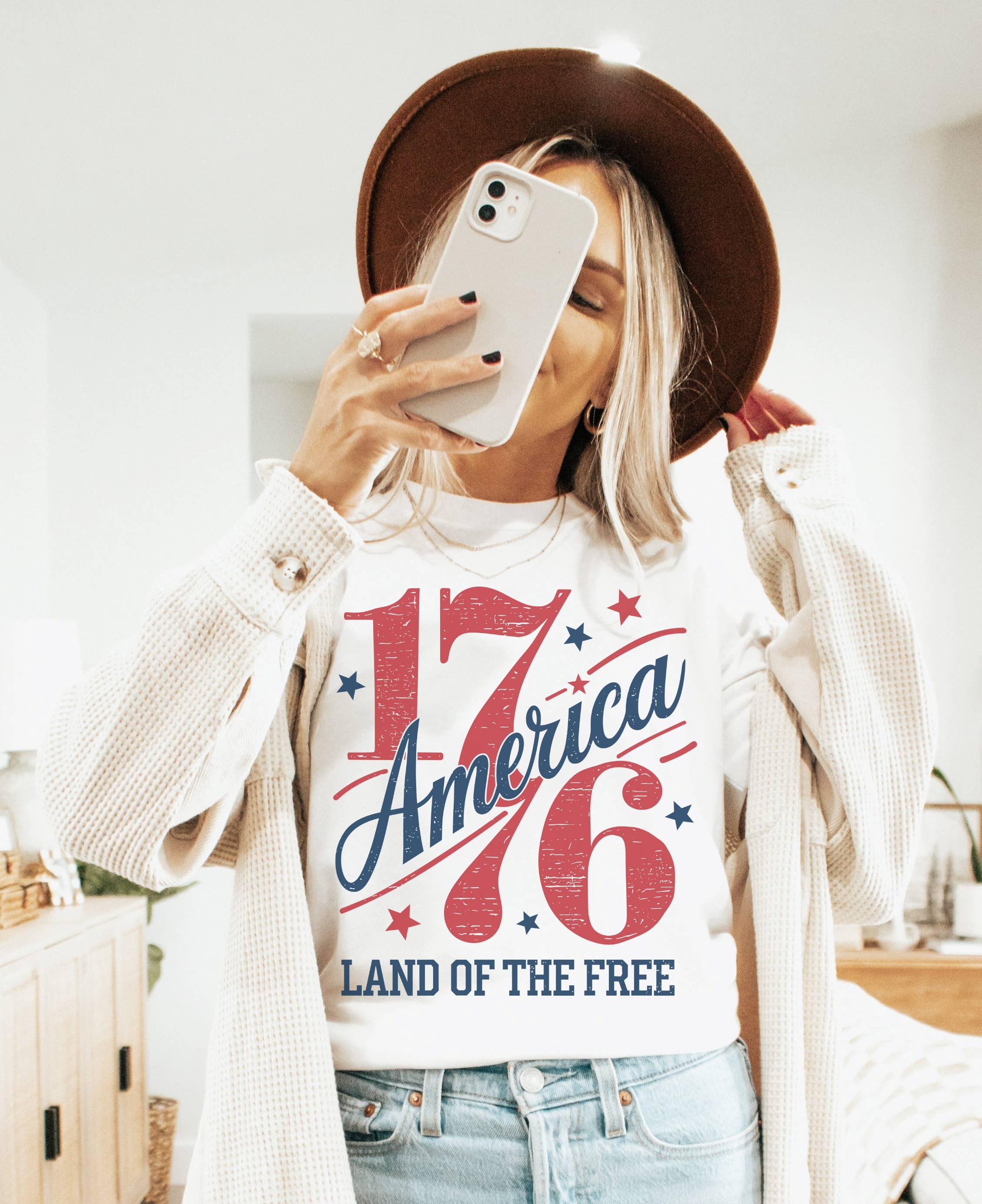 1776 Land of the Free Patriotic Usa - Adult & Kids T-Shirts, Sweatshirts & Hoodies apparel design preview 1
