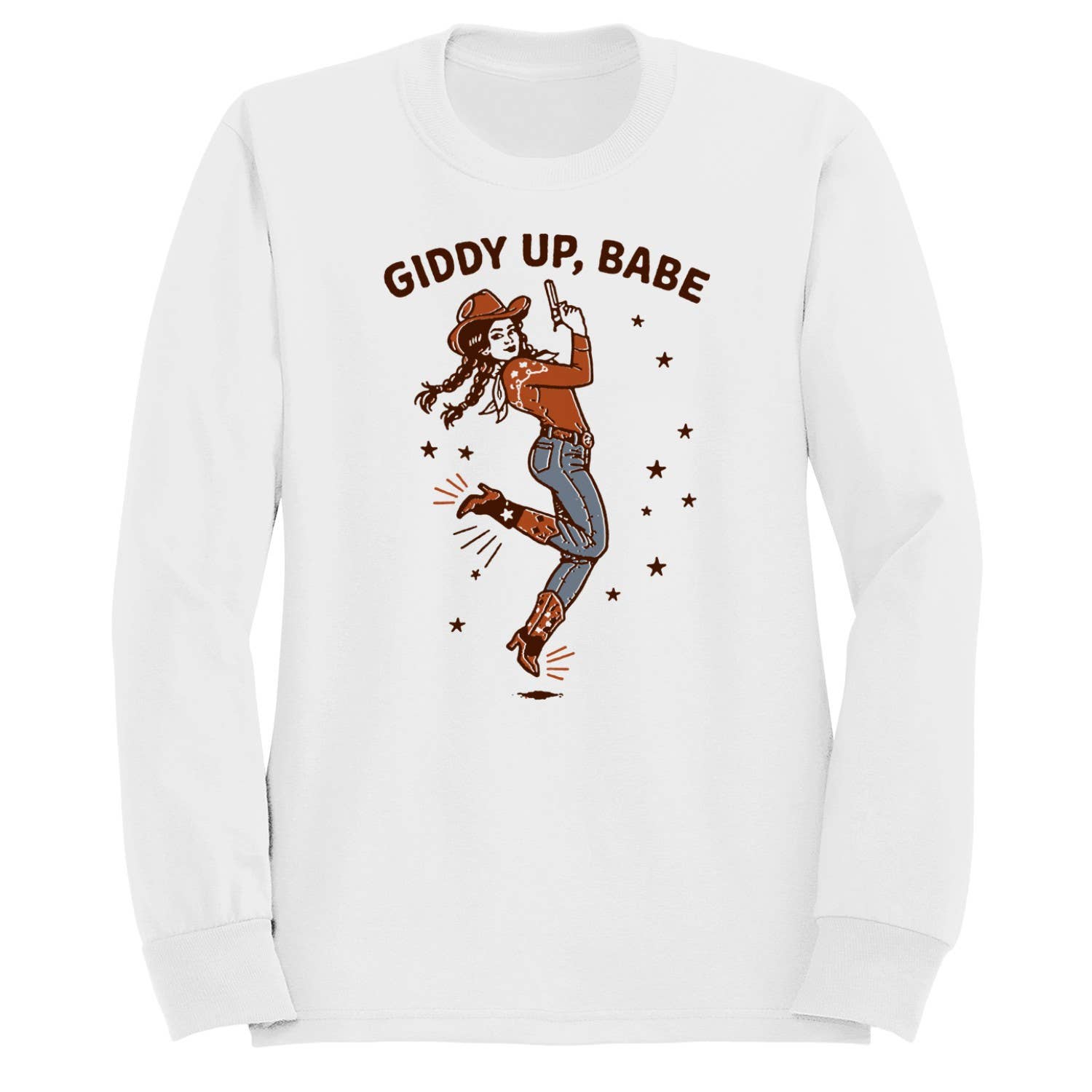 Giddy Up Cowgirl Babe Women's White - Adult & Kids T-Shirts, Sweatshirts & Hoodies apparel design preview 1