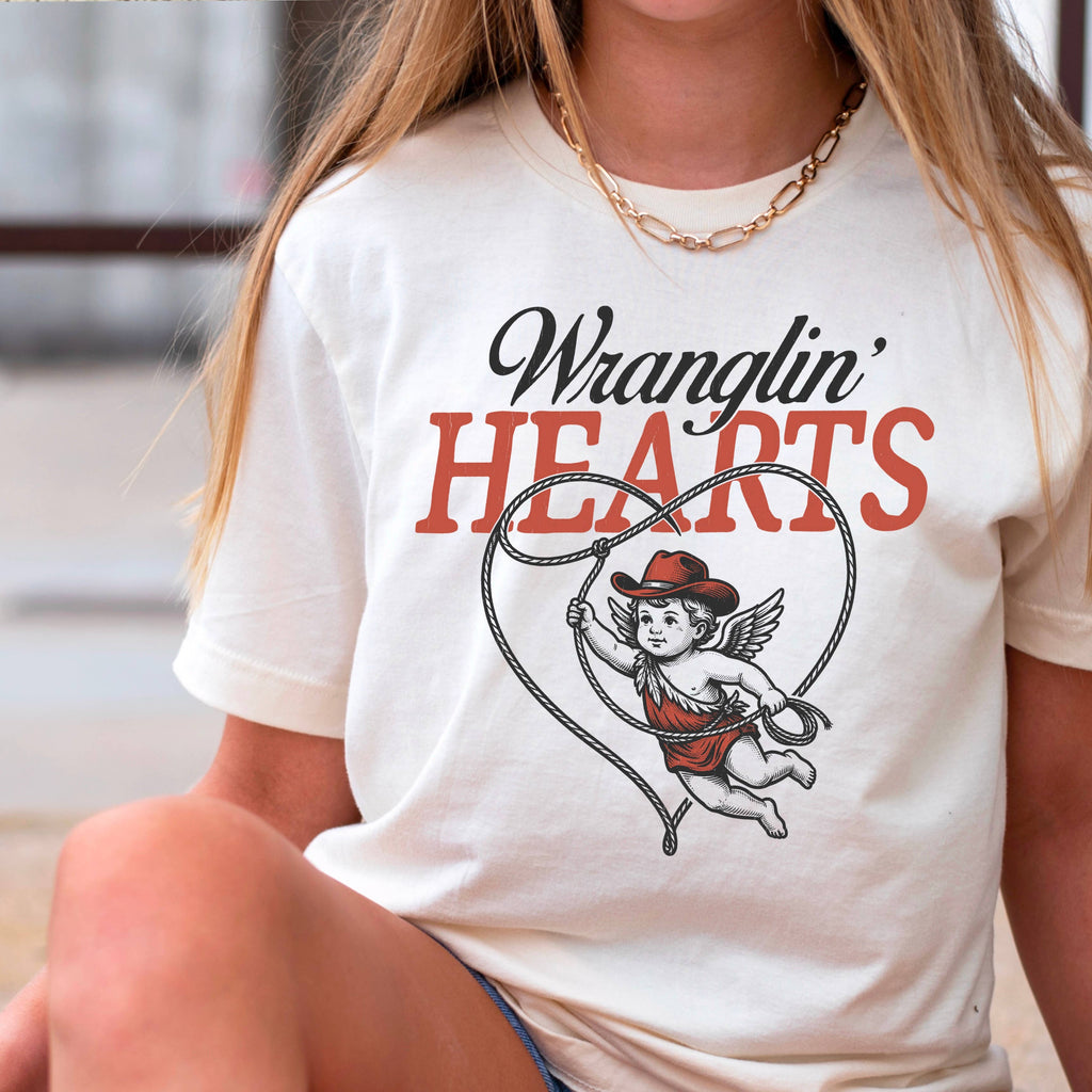Wranglin Hearts Valentine'S Day Graphic Gildan - Adult & Kids T-Shirts, Sweatshirts & Hoodies apparel design preview 1