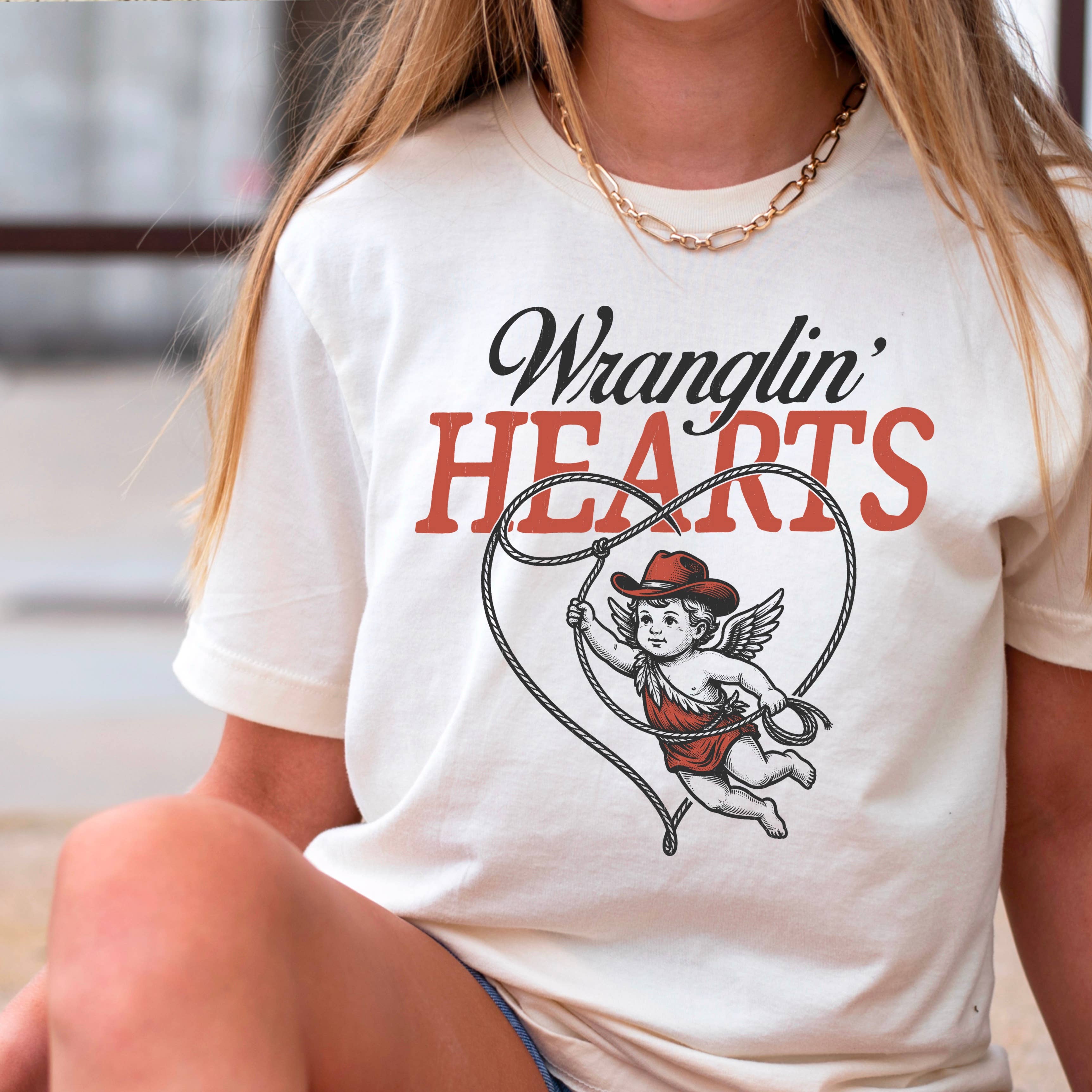 Wranglin Hearts Valentine'S Day Graphic Gildan - Adult & Kids T-Shirts, Sweatshirts & Hoodies apparel design preview 1