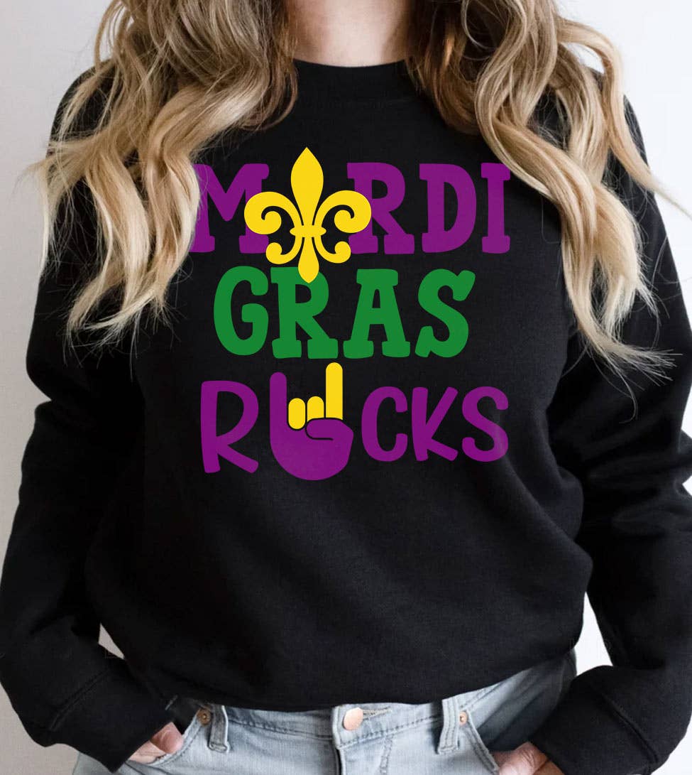 Mardi Gras Rocks Party Cute Fun Nola - Adult & Kids T-Shirts, Sweatshirts & Hoodies apparel design preview 1