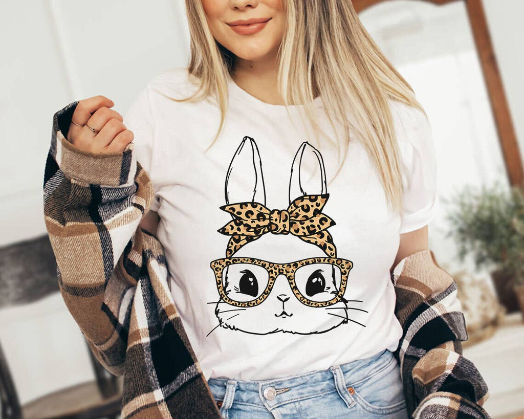 Easter Bunny Leopard Glasses Cute - Adult & Kids T-Shirts, Sweatshirts & Hoodies apparel design preview 1