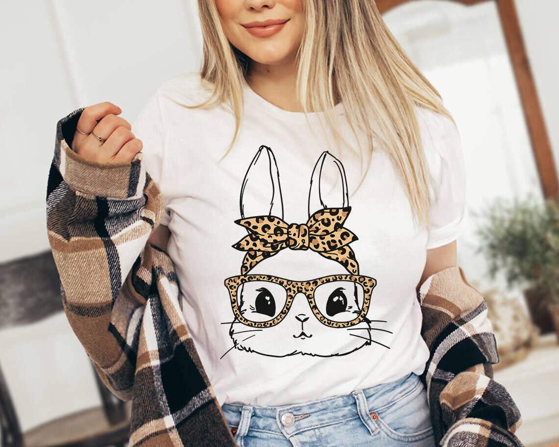 Easter Bunny Leopard Glasses Cute - Adult & Kids T-Shirts, Sweatshirts & Hoodies apparel design preview 1