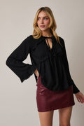 Long Sleeeve Front Tie Ruffle Blouse - Adult & Kids T-Shirts, Sweatshirts & Hoodies apparel design preview 1