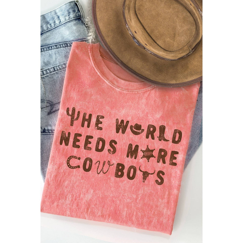 The World Needs More Cowboys Mineral Washed - Adult & Kids T-Shirts, Sweatshirts & Hoodies apparel design preview 1