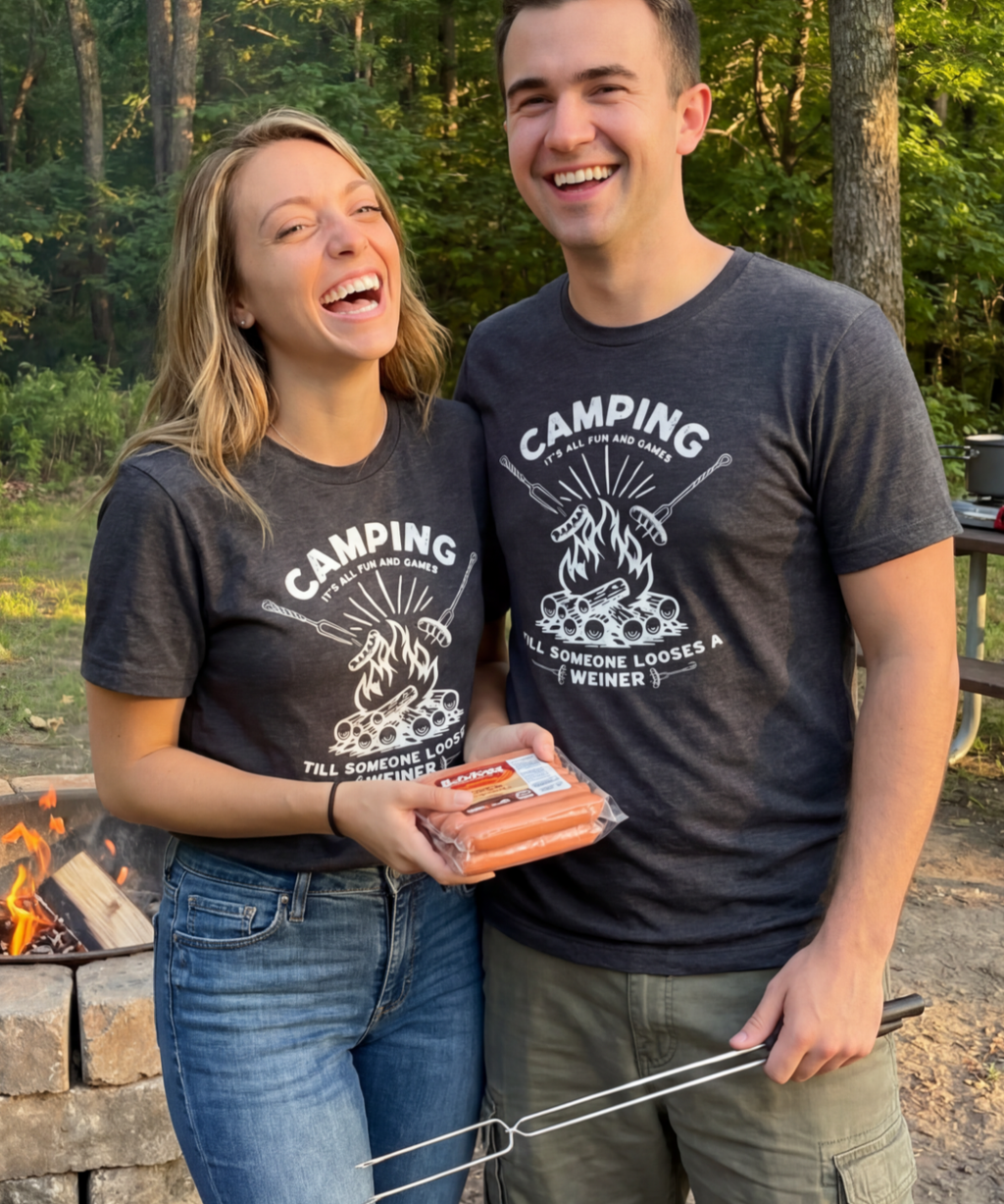 Camping: Its All Fun and Games Till Someone - Adult & Kids T-Shirts, Sweatshirts & Hoodies apparel design preview 1