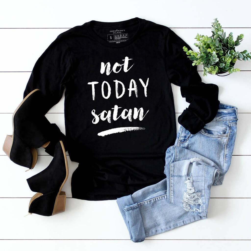 Not Today Satan Christian Graphic - Adult & Kids T-Shirts, Sweatshirts & Hoodies apparel design preview 1