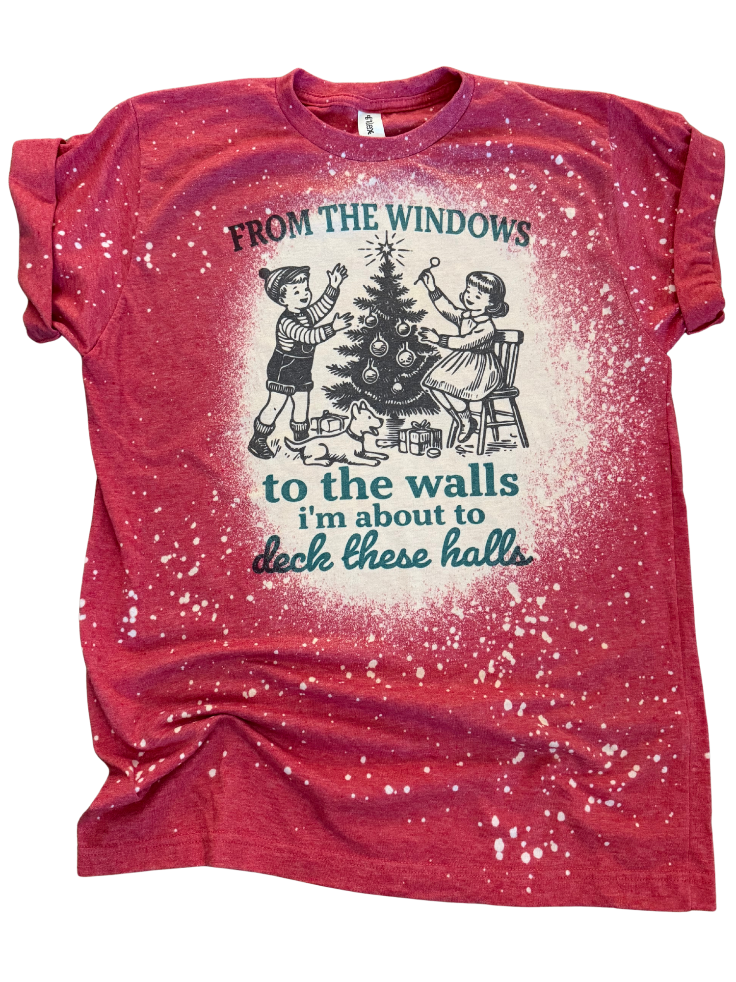 Deck These Halls Christmas Bleached - Adult & Kids T-Shirts, Sweatshirts & Hoodies apparel design preview 1