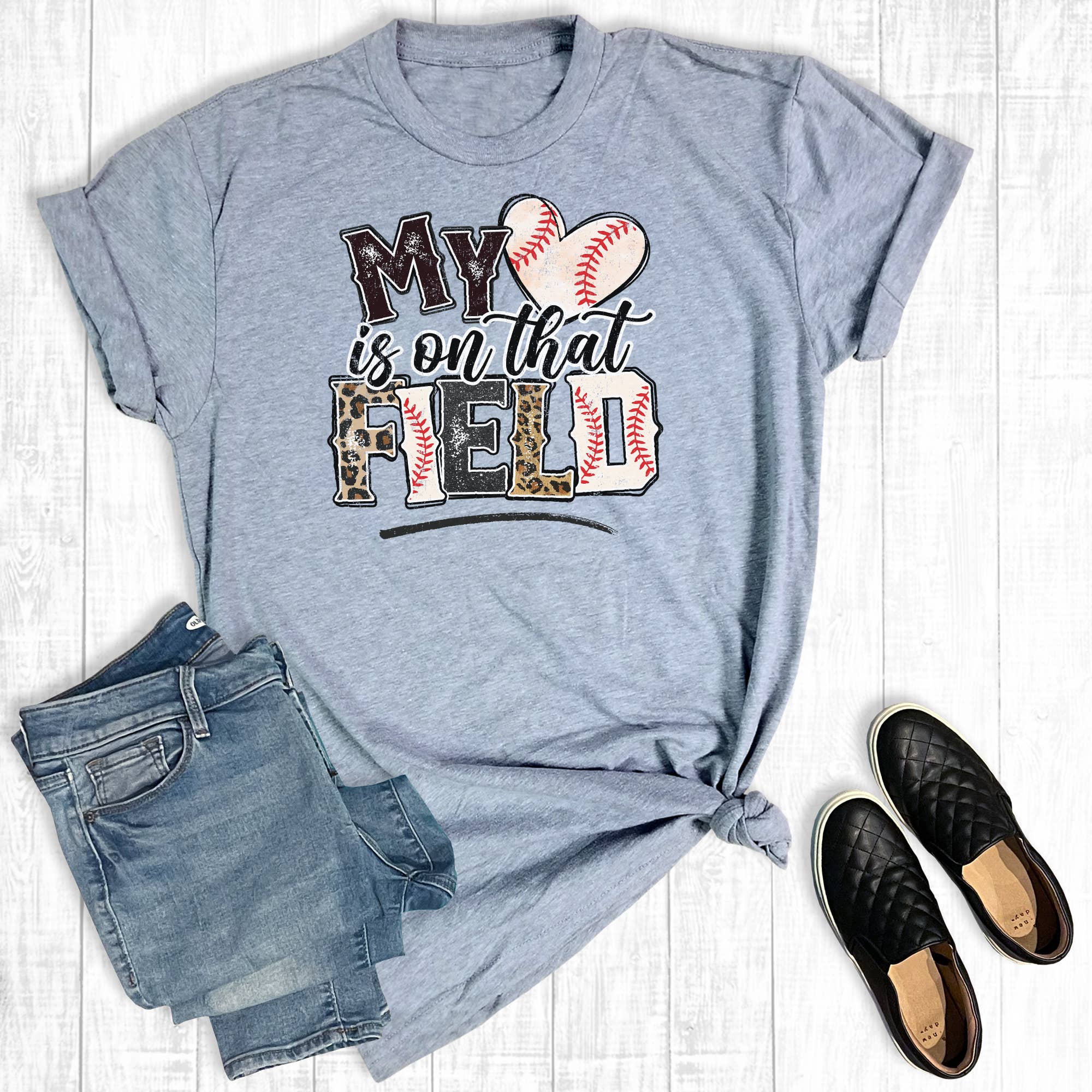 Baseball My Heart Is On That Field Graphic - Adult & Kids T-Shirts, Sweatshirts & Hoodies apparel design preview 1