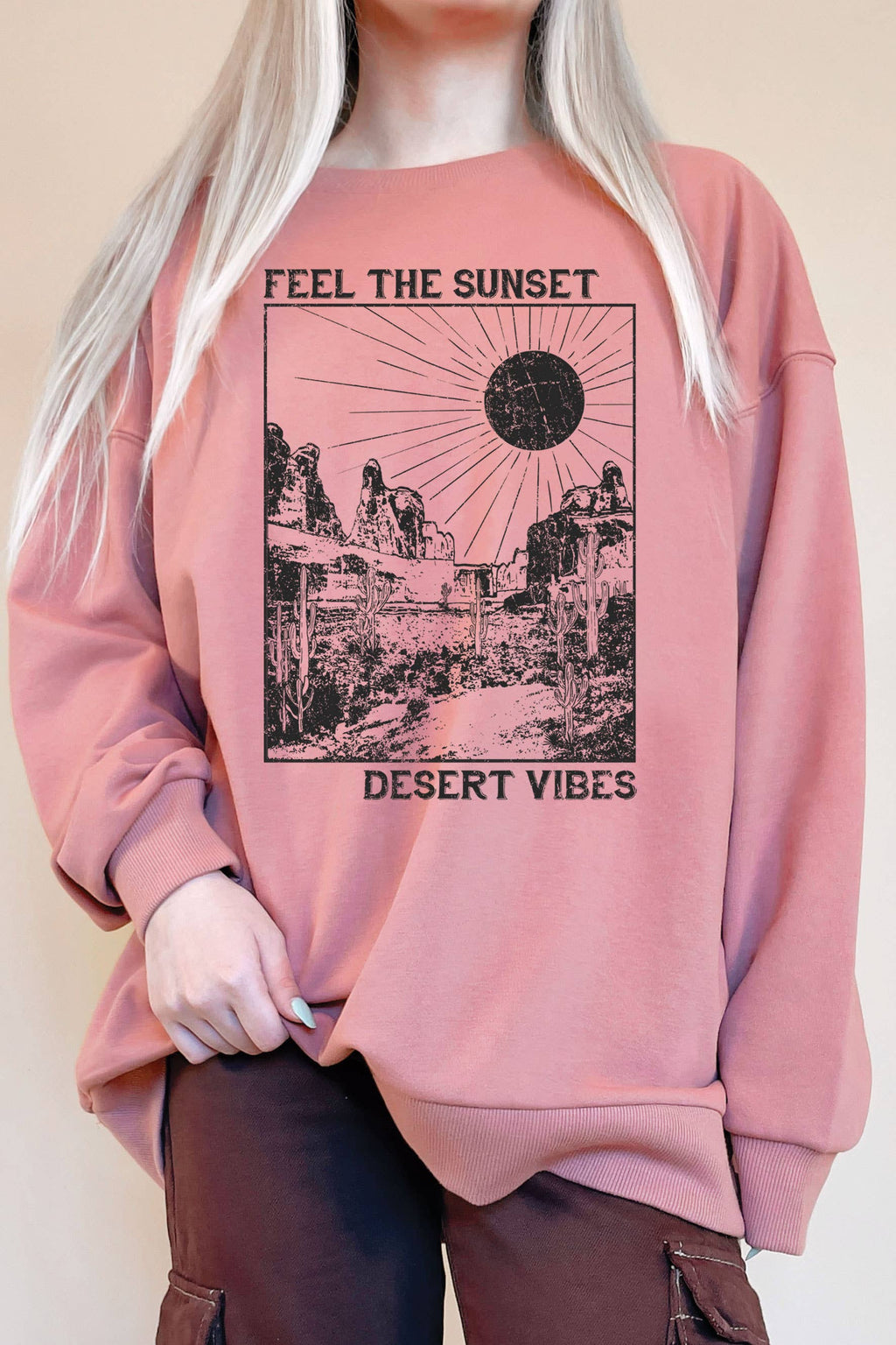 Feel the Sunset Desert Vibes Oversize Terry - Adult & Kids T-Shirts, Sweatshirts & Hoodies apparel design preview 1