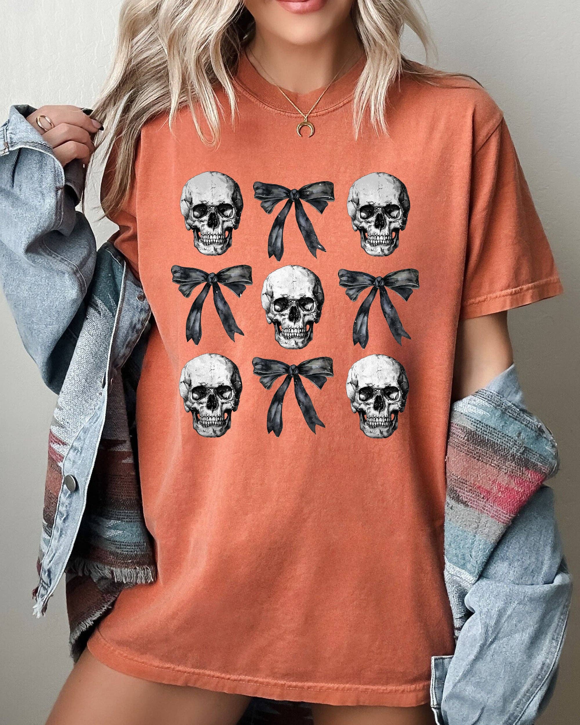 Bows and Skulls, Skeleton, Ghost, Halloween - Adult & Kids T-Shirts, Sweatshirts & Hoodies apparel design preview 1