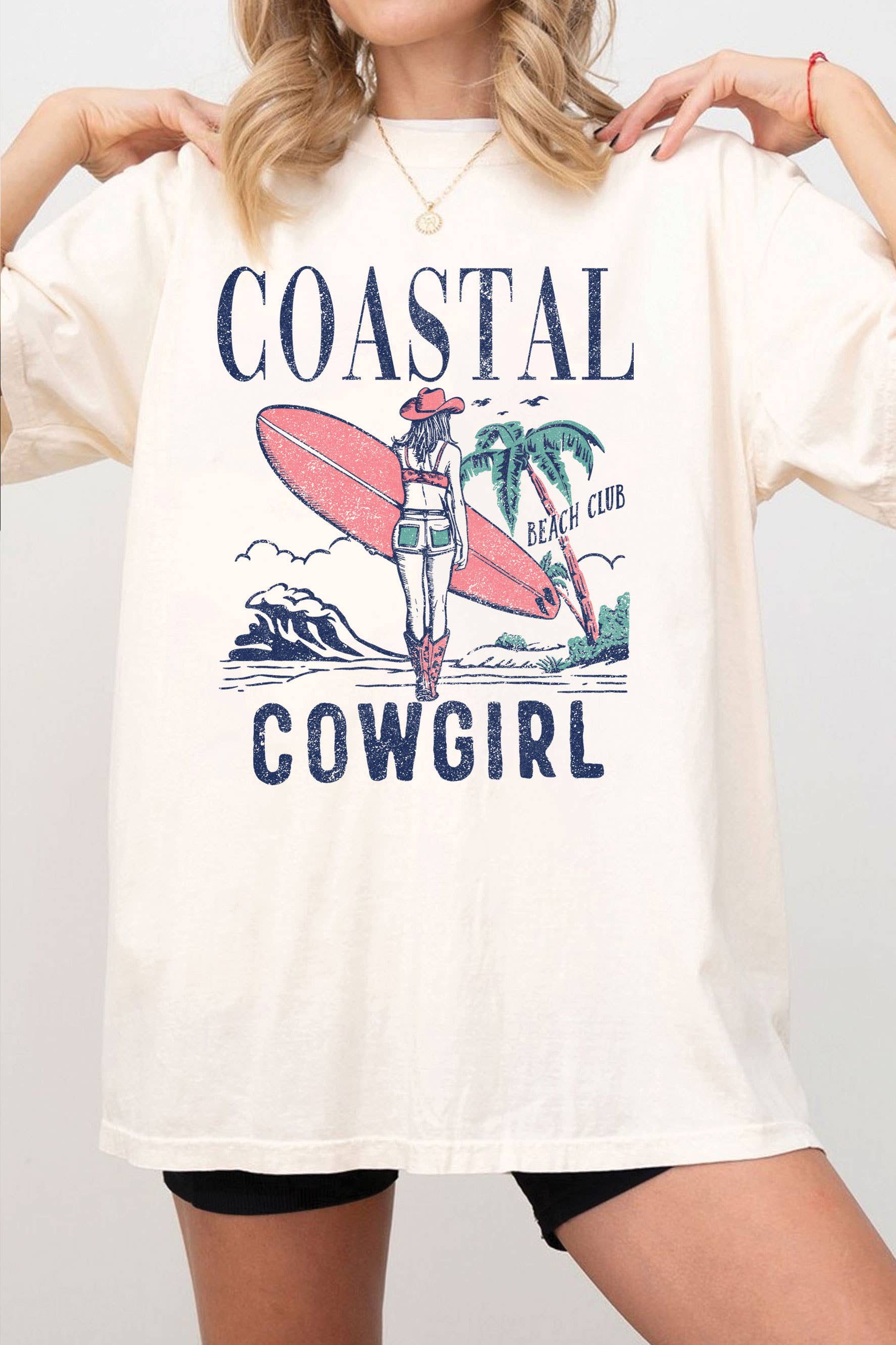 Coastal Cowgirl Beach Club Oversize Graphic - Adult & Kids T-Shirts, Sweatshirts & Hoodies apparel design preview 1