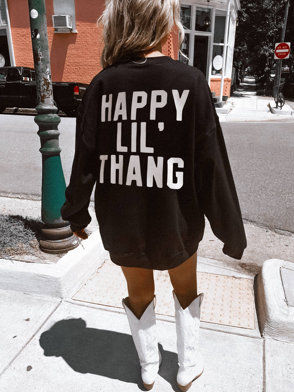 Happy Lil Thang Graphic Womens Black - Adult & Kids T-Shirts, Sweatshirts & Hoodies apparel design preview 1