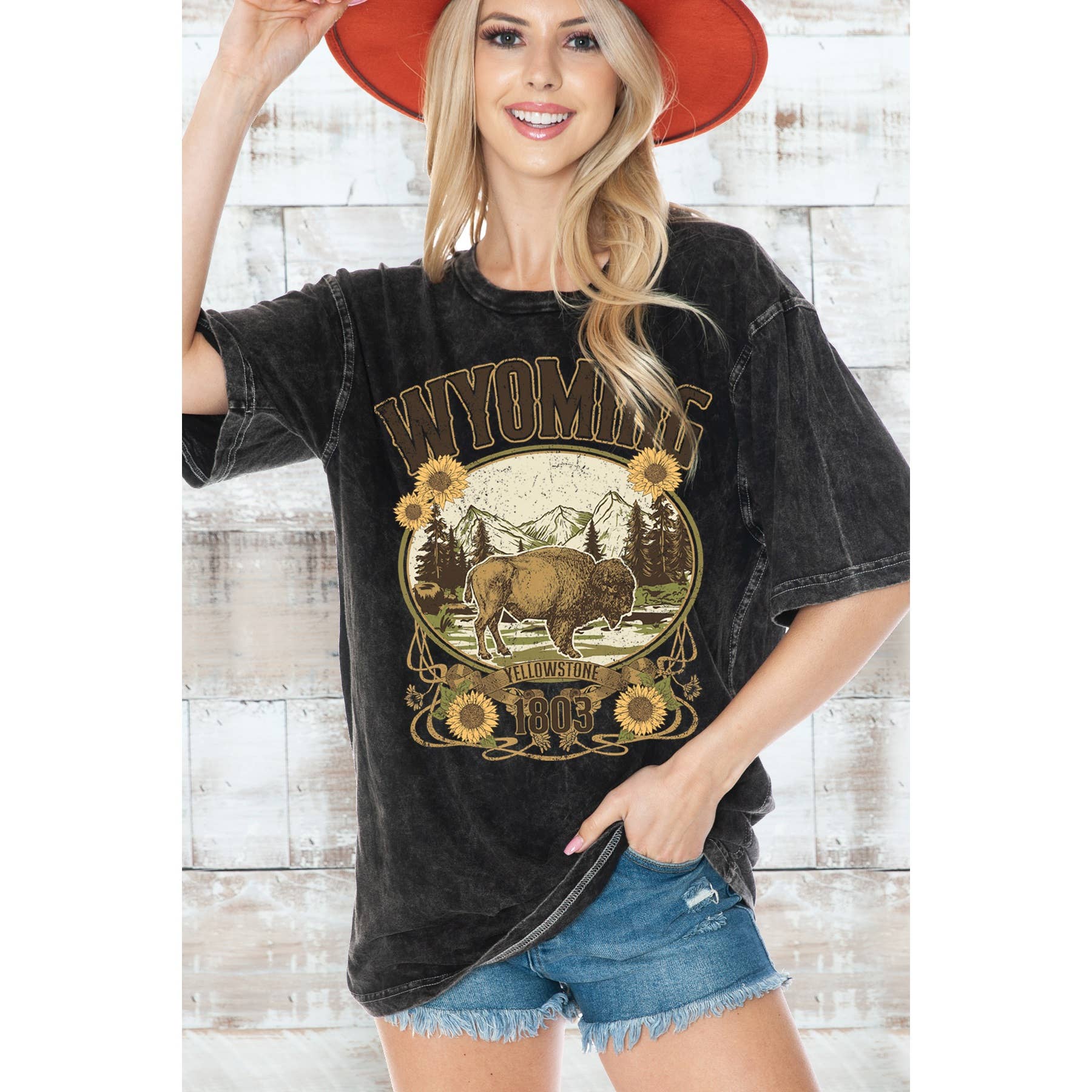 Wyoming Unisex Oversized Mineral Wash - Adult & Kids T-Shirts, Sweatshirts & Hoodies apparel design preview 1