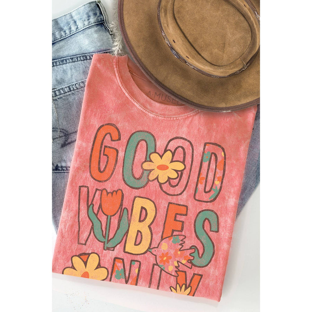 Good Vibes Only Mineral Wash - Adult & Kids T-Shirts, Sweatshirts & Hoodies apparel design preview 1