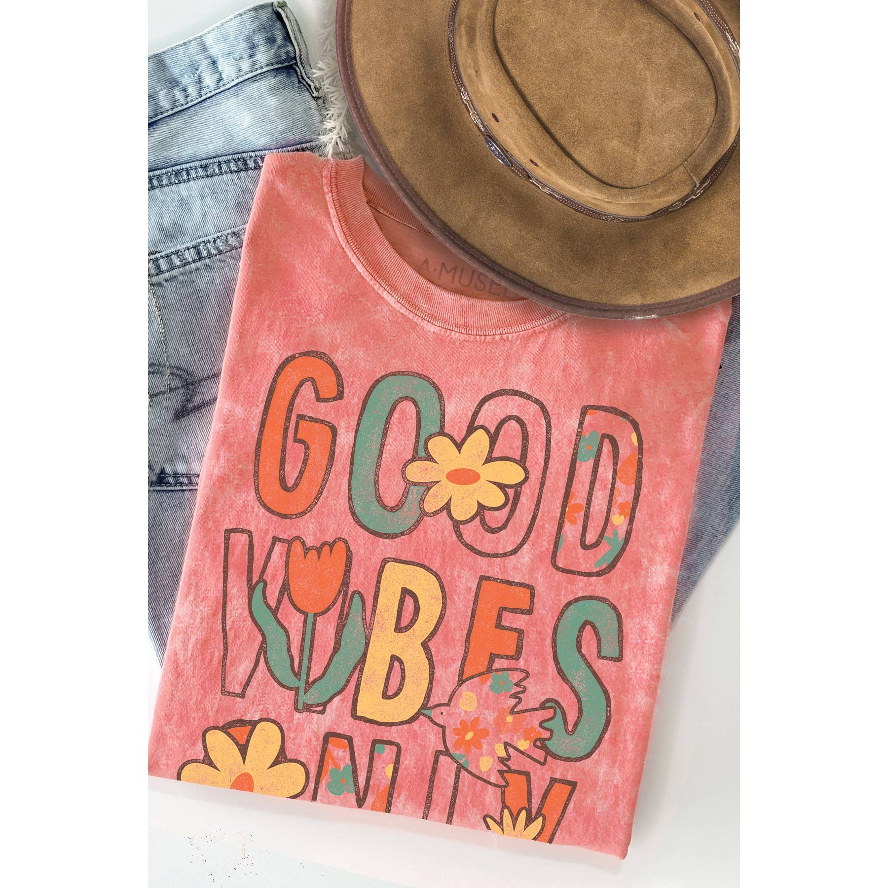 Good Vibes Only Mineral Wash - Adult & Kids T-Shirts, Sweatshirts & Hoodies apparel design preview 1