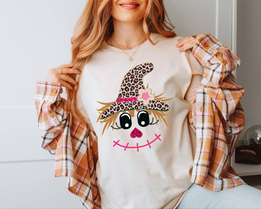Leopard Fall Scarecrow Cream Trendy Seasonal Graphic - Adult & Kids T-Shirts, Sweatshirts & Hoodies apparel design preview 1