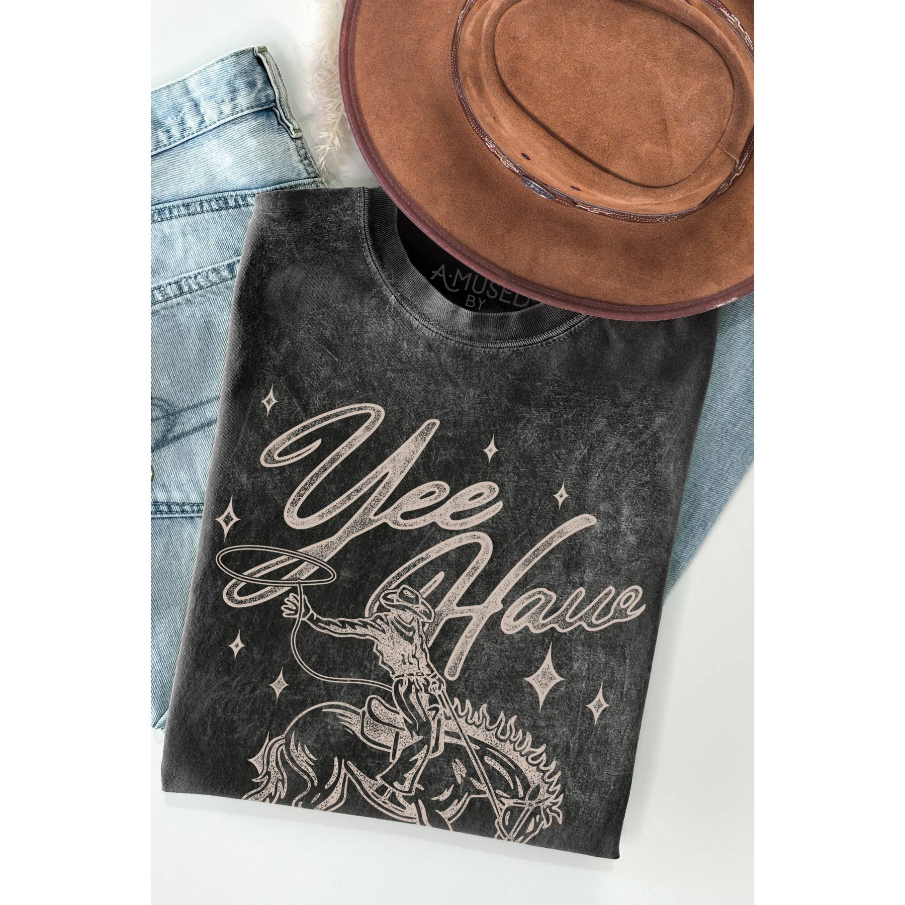 Yee Haw Coyboy Mineral Wash - Adult & Kids T-Shirts, Sweatshirts & Hoodies apparel design preview 1
