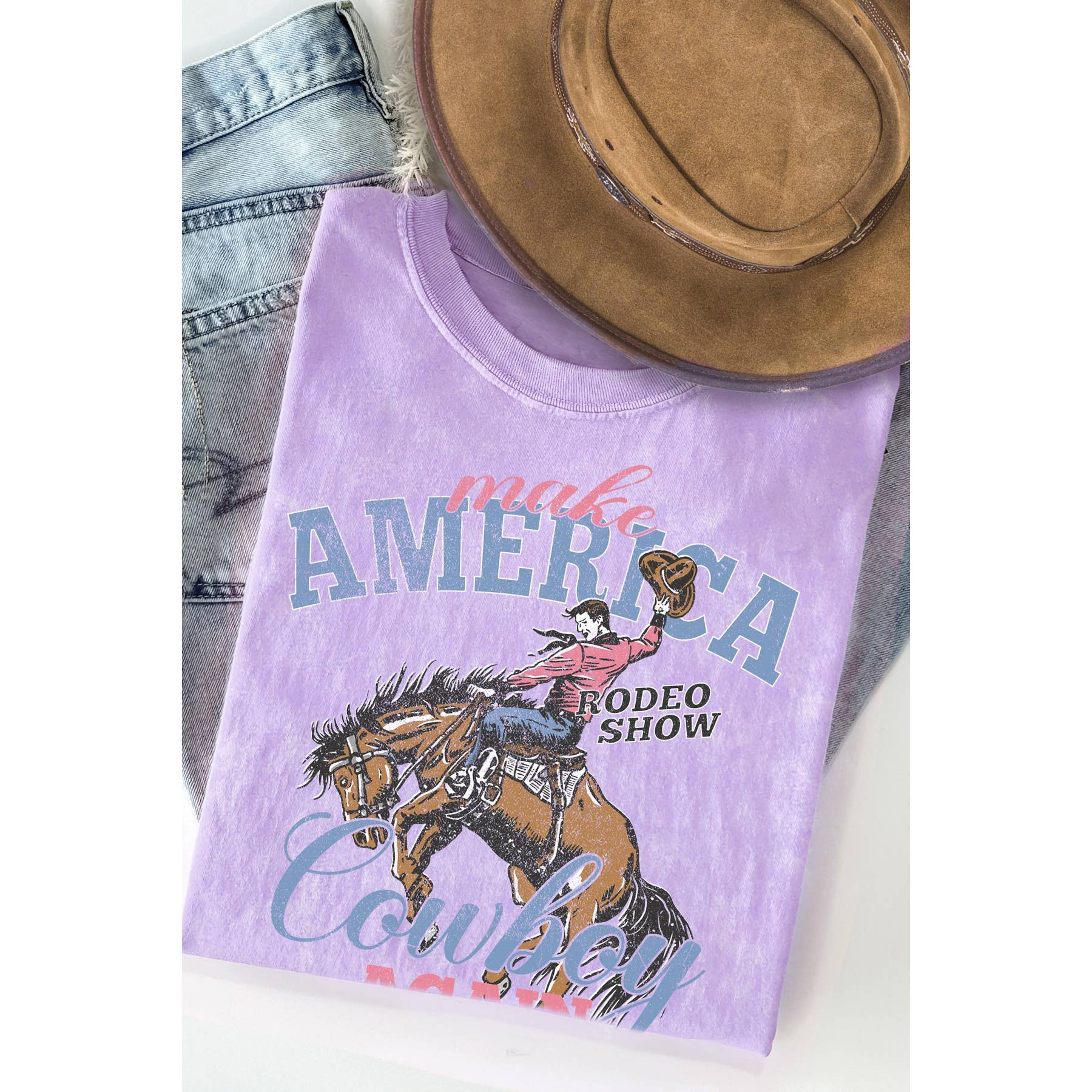 Make America Cowboy Again Mineral Washed - Adult & Kids T-Shirts, Sweatshirts & Hoodies apparel design preview 1