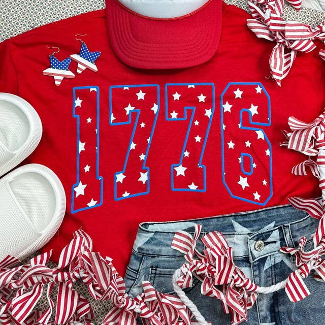 1776 Blue Puff White Stars Everyday - Adult & Kids T-Shirts, Sweatshirts & Hoodies apparel design preview 1