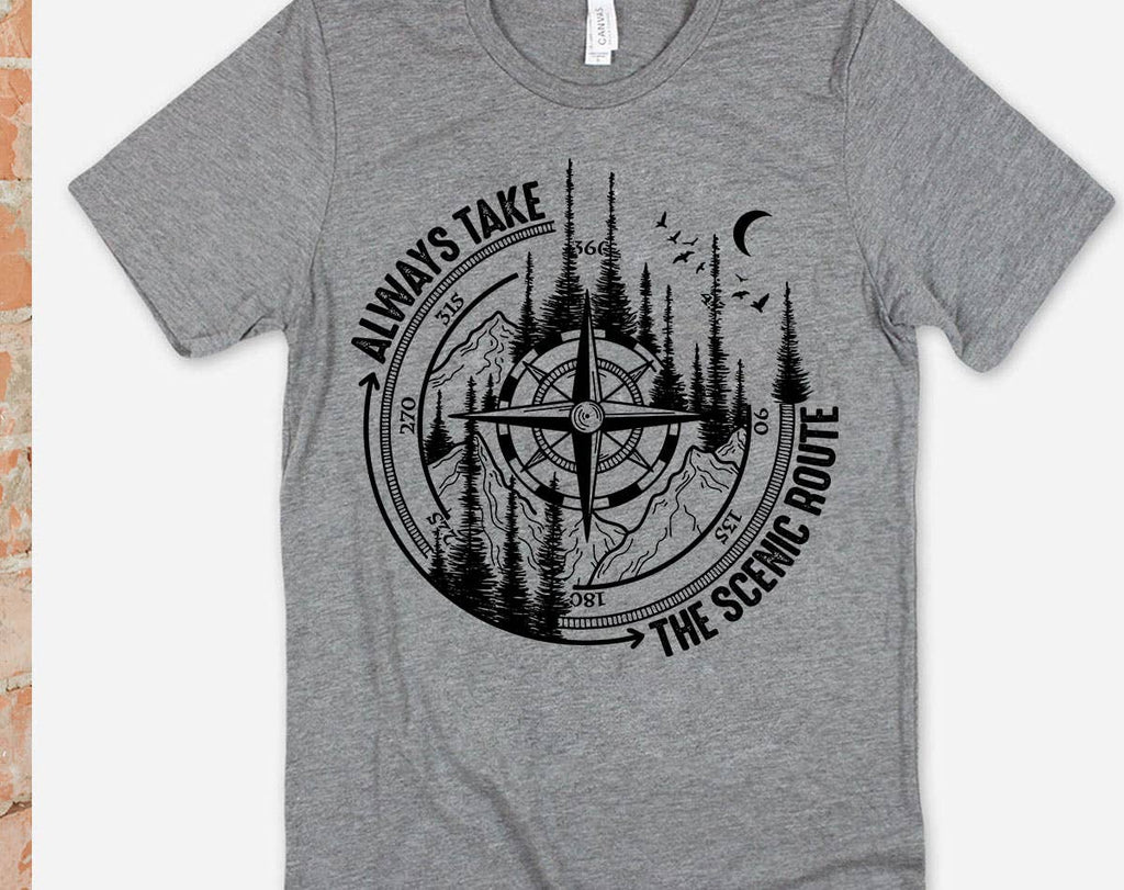 Always Take the Scenic Route- Vacation Travel - Adult & Kids T-Shirts, Sweatshirts & Hoodies apparel design preview 1