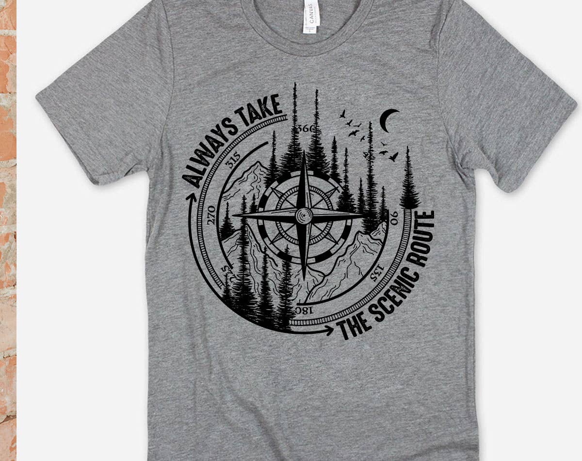 Always Take the Scenic Route- Vacation Travel - Adult & Kids T-Shirts, Sweatshirts & Hoodies apparel design preview 1
