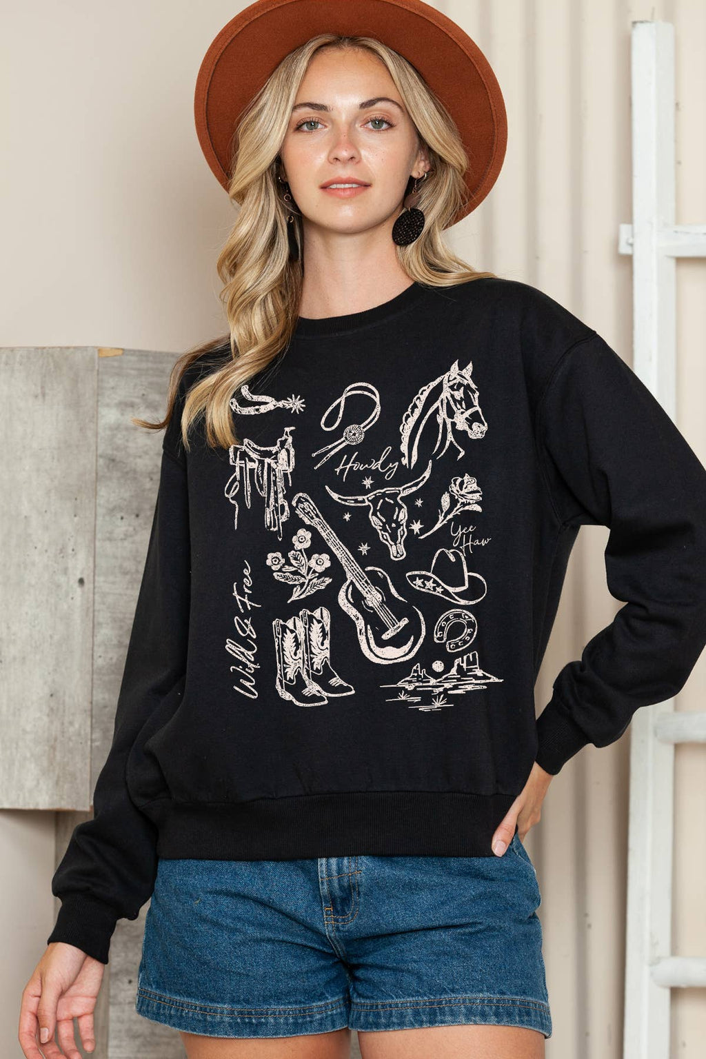 Women Western Graphic Print Solid Sweater - Adult & Kids T-Shirts, Sweatshirts & Hoodies apparel design preview 1