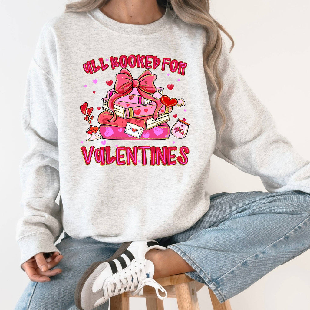 Glittery, All Booked For Valentine's Day, Books - Adult & Kids T-Shirts, Sweatshirts & Hoodies apparel design preview 1