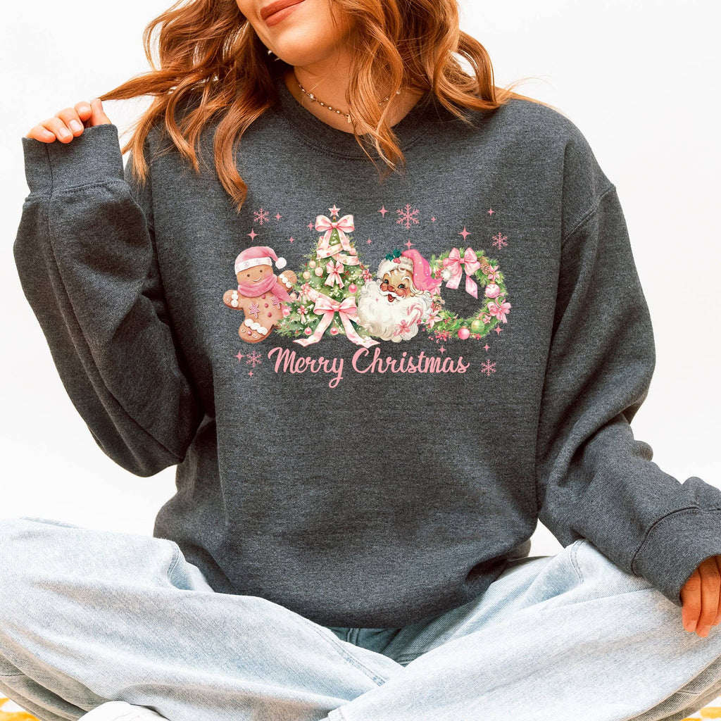 Merry Christmas, Pink Santa, Gingerbread Man, - Adult & Kids T-Shirts, Sweatshirts & Hoodies apparel design preview 1