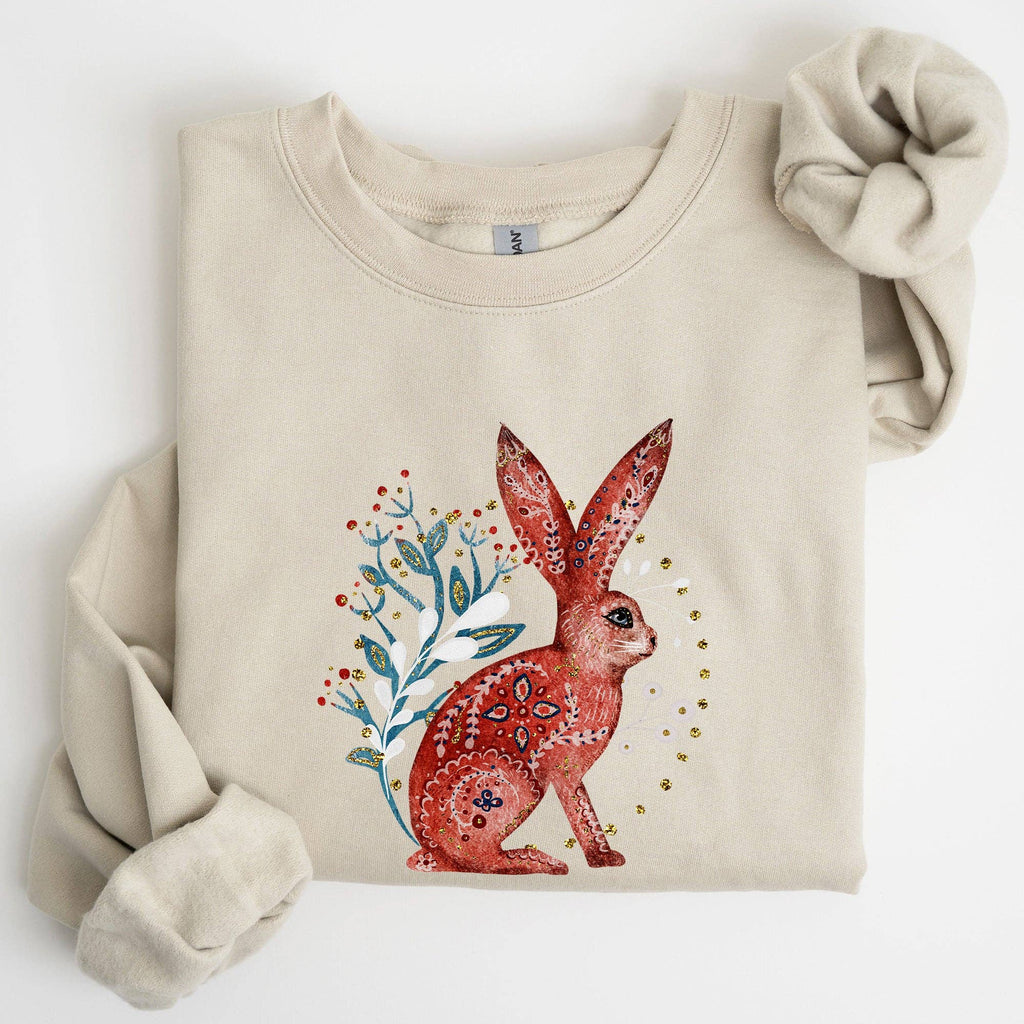 Folk Art Rabbit, Easter, Scandinavian - Adult & Kids T-Shirts, Sweatshirts & Hoodies apparel design preview 1