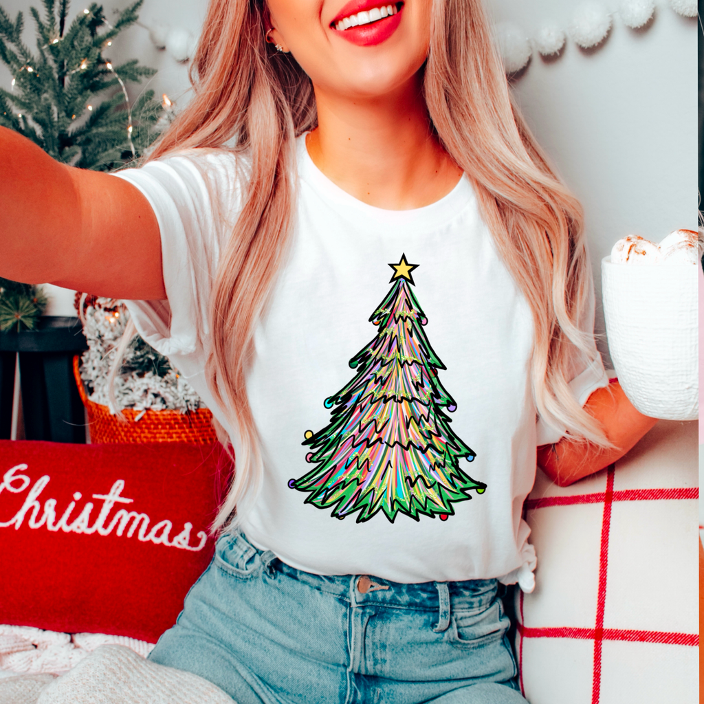 Watercolor Christmas Tree Graphic - Adult & Kids T-Shirts, Sweatshirts & Hoodies apparel design preview 1