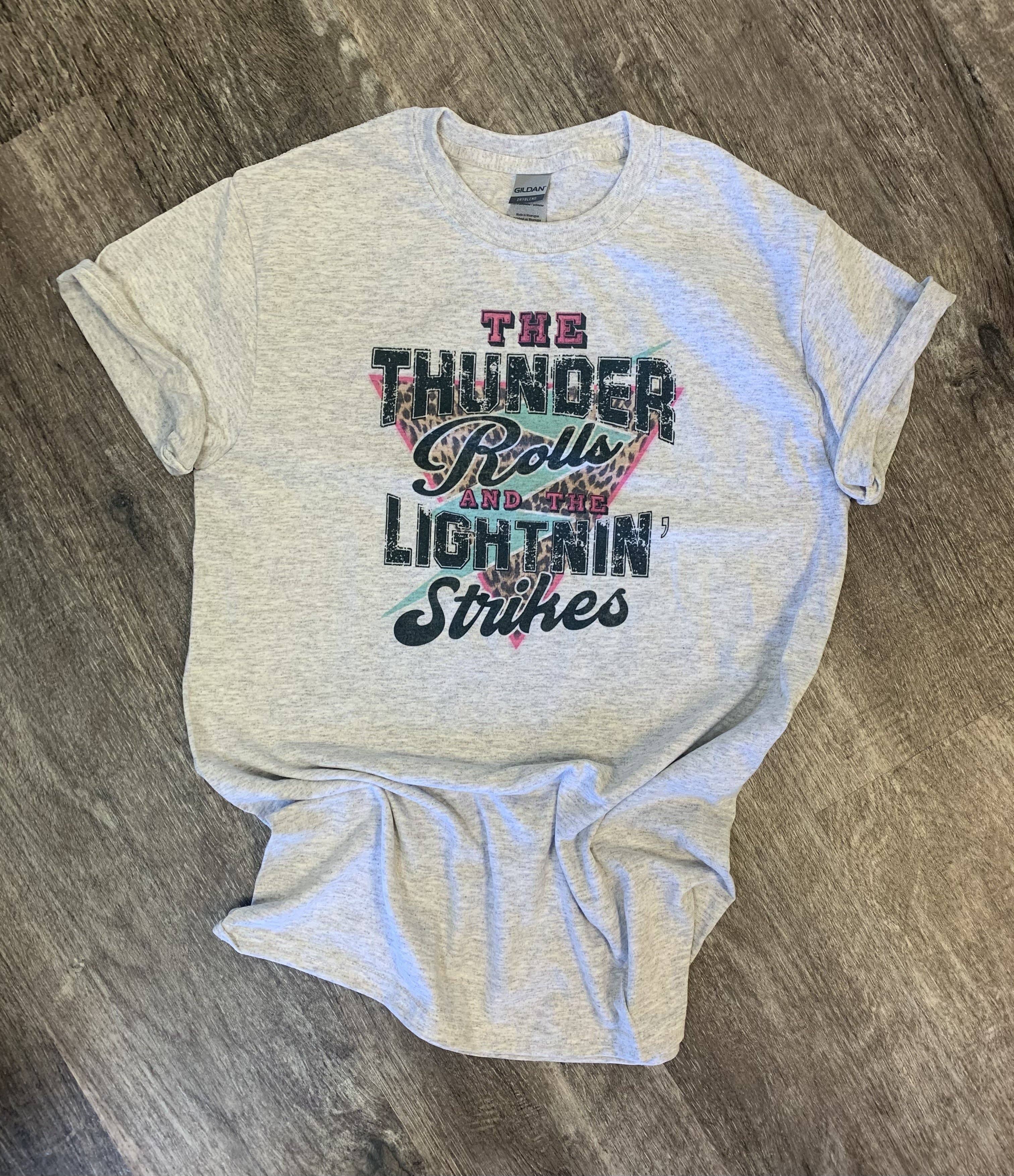 The Thunder Rolls and Lightning Strikes On Ash Gray - Adult & Kids T-Shirts, Sweatshirts & Hoodies apparel design preview 1