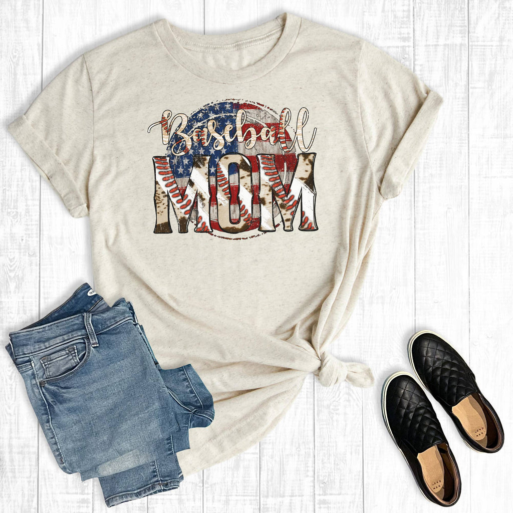 American Circle Baseball Mom Graphic - Adult & Kids T-Shirts, Sweatshirts & Hoodies apparel design preview 1