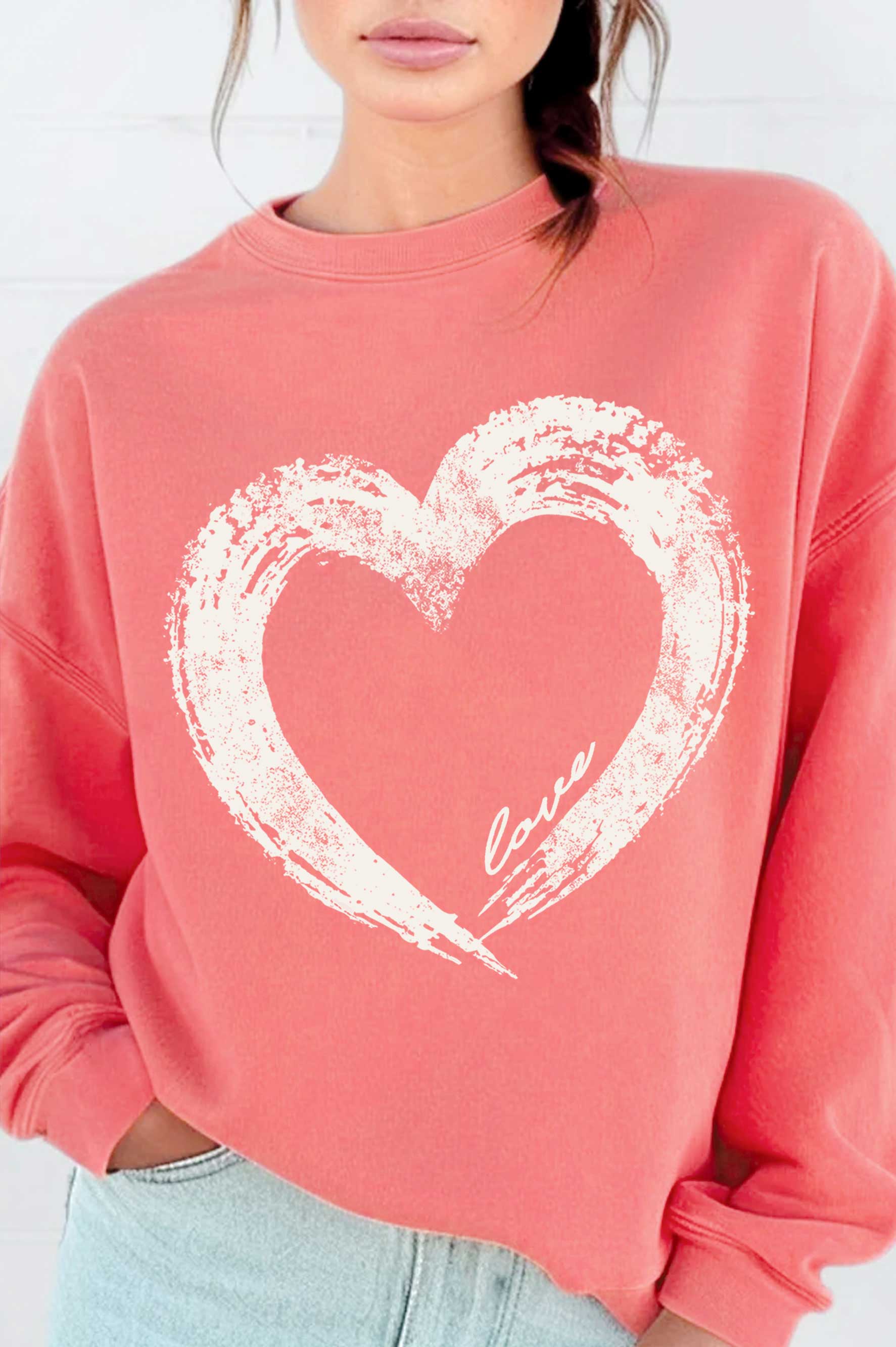 Brushed Love Heart Valentine Graphic - Adult & Kids T-Shirts, Sweatshirts & Hoodies apparel design preview 1