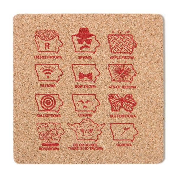Faces of Iowa Cork Coaster - Adult & Kids T-Shirts, Sweatshirts & Hoodies apparel design preview 1