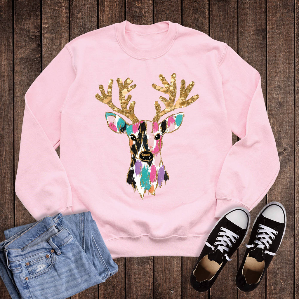Christmas Brushstroke Deer - Adult & Kids T-Shirts, Sweatshirts & Hoodies apparel design preview 1