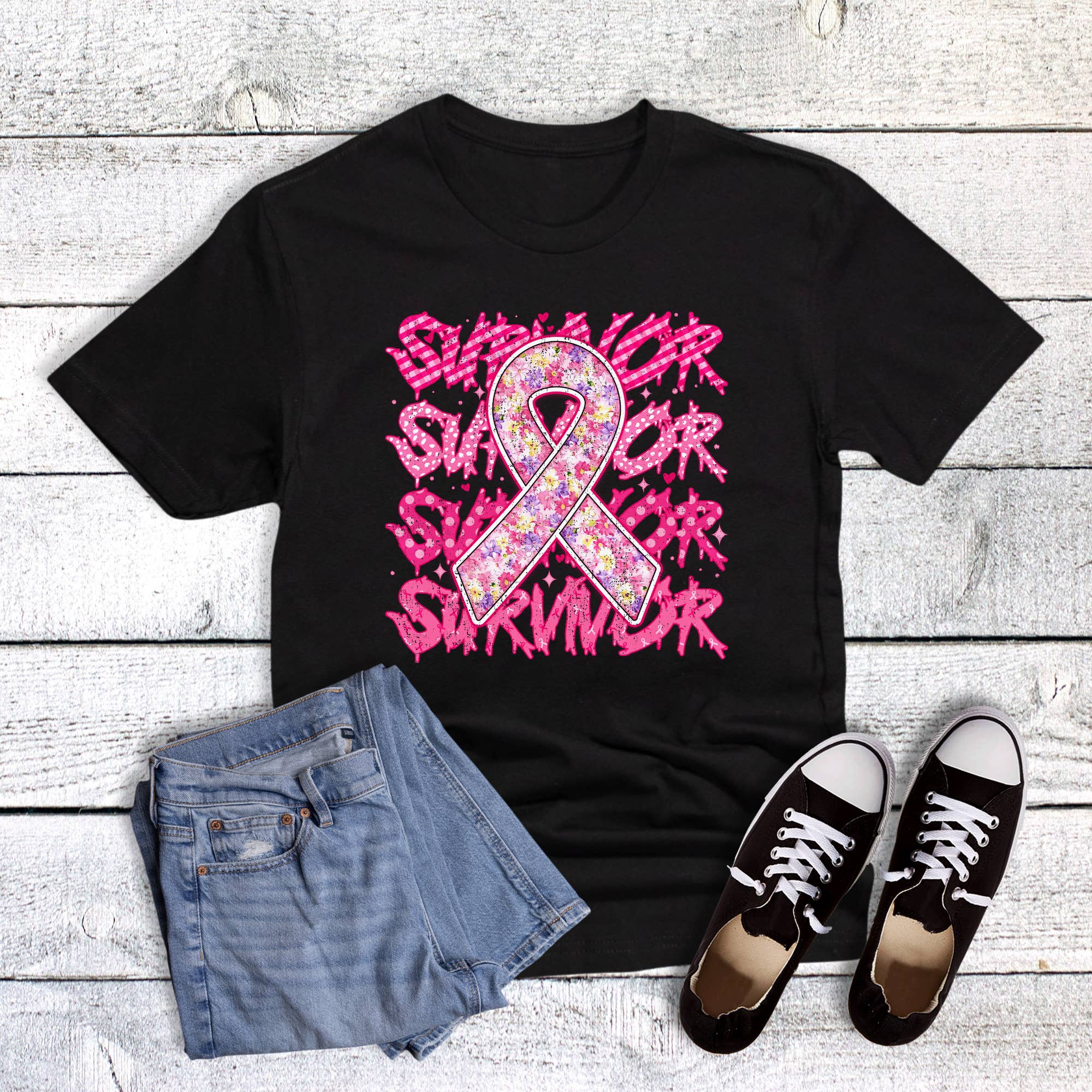 Cancer Survivor Ribbon Graphic - Adult & Kids T-Shirts, Sweatshirts & Hoodies apparel design preview 1