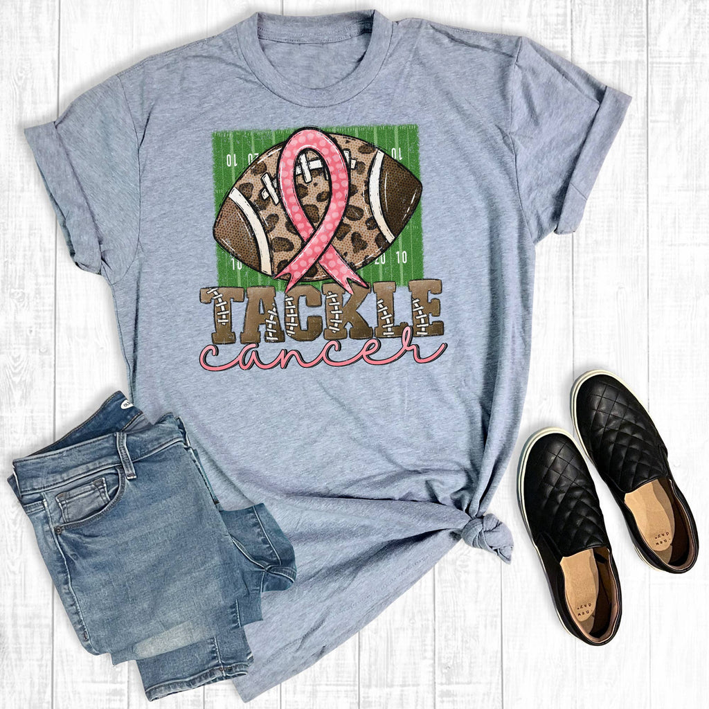 Leopard Football Tackle Cancer - Adult & Kids T-Shirts, Sweatshirts & Hoodies apparel design preview 1