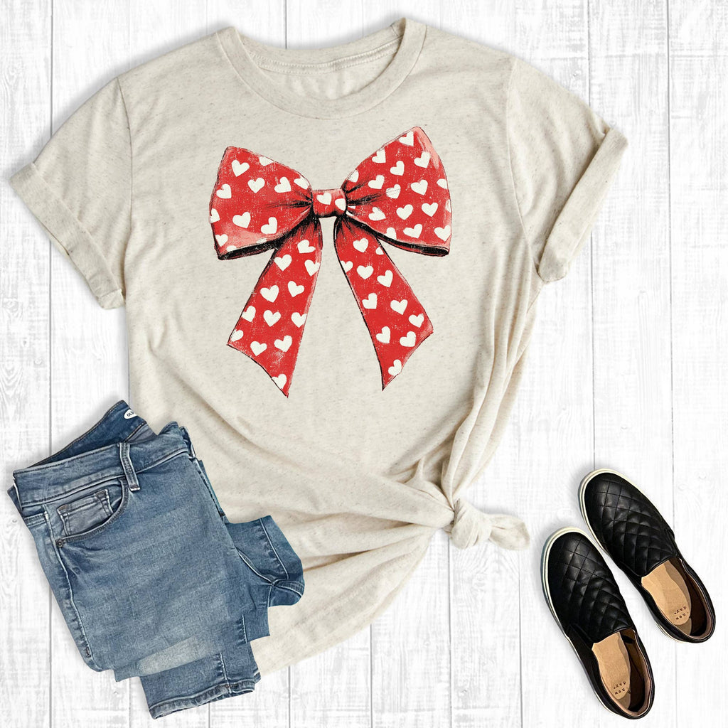 Valentines Heart Coquette Bow Graphic - Adult & Kids T-Shirts, Sweatshirts & Hoodies apparel design preview 1