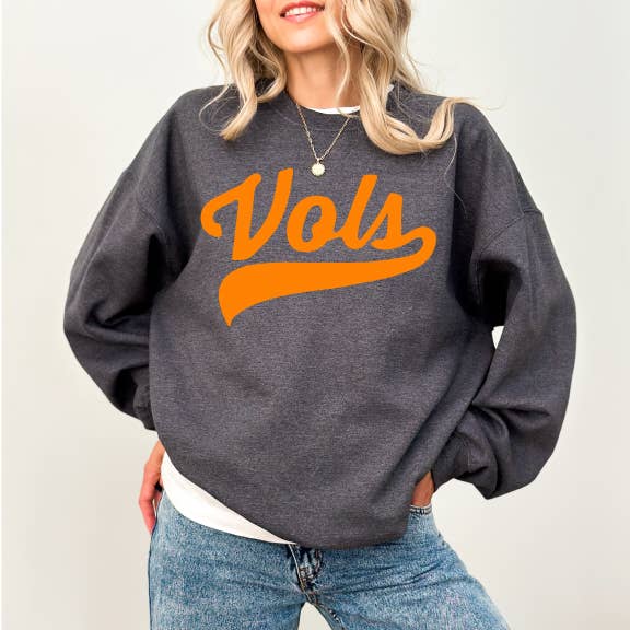 Vols, Dark Heather Gray Crew Fleece - Adult & Kids T-Shirts, Sweatshirts & Hoodies apparel design preview 1