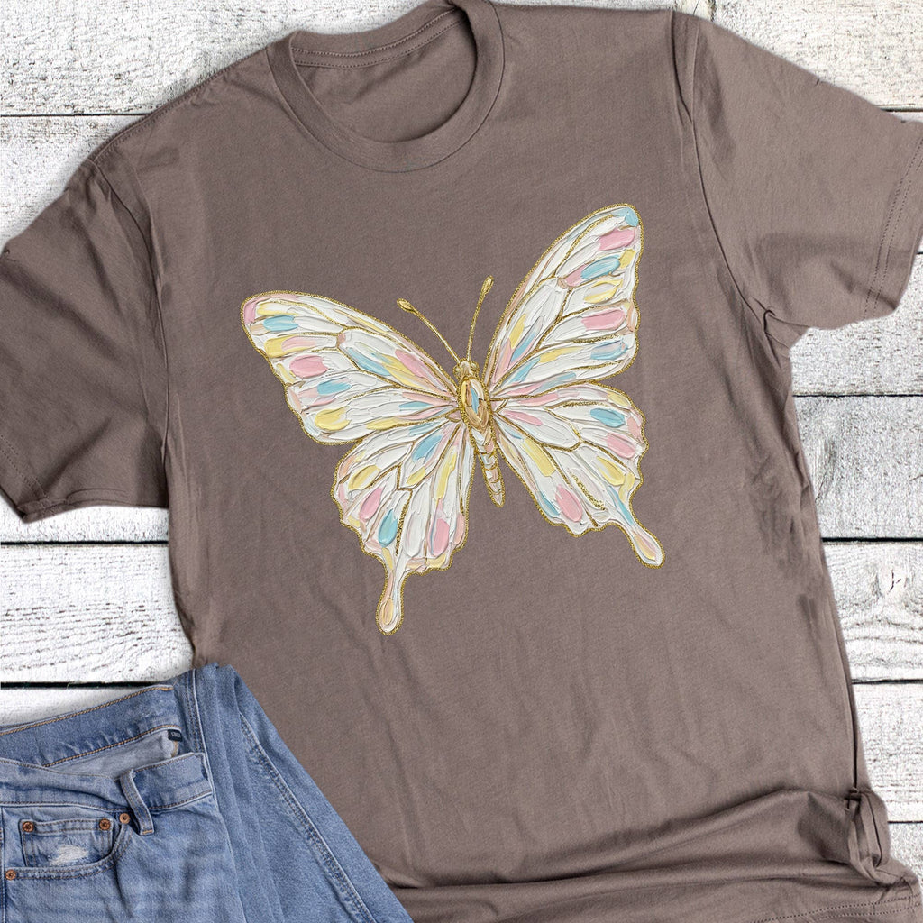 Spring Brushstroke Pastel Butterfly Graphic - Adult & Kids T-Shirts, Sweatshirts & Hoodies apparel design preview 1