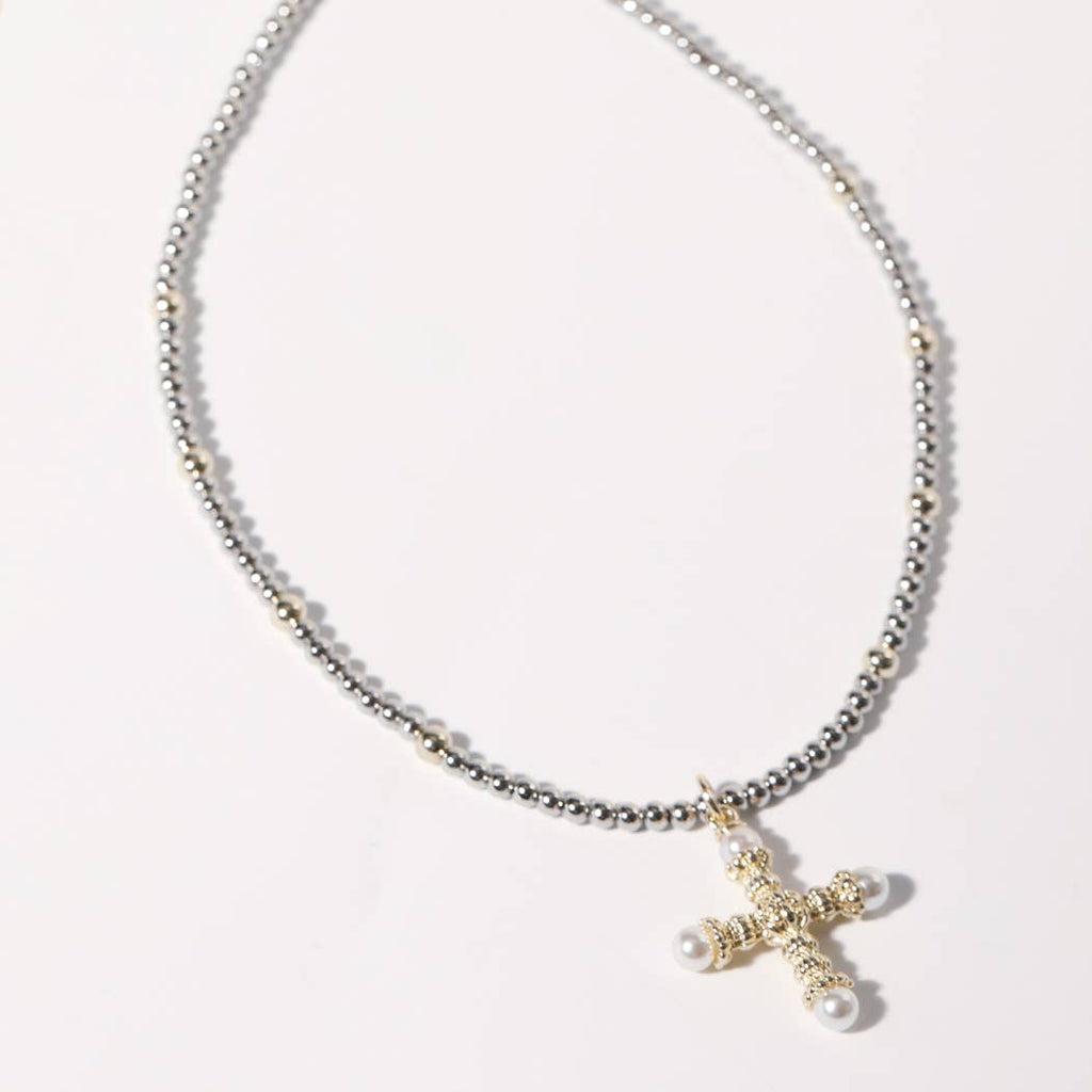 Pearl Accent Cross Pendant Beaded Necklace - Adult & Kids T-Shirts, Sweatshirts & Hoodies apparel design preview 1