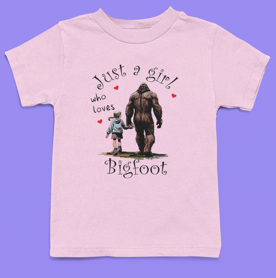 Just A Girl Who Loves Bigfoot Youth/Toddler (Pink) - Adult & Kids T-Shirts, Sweatshirts & Hoodies apparel design preview 1