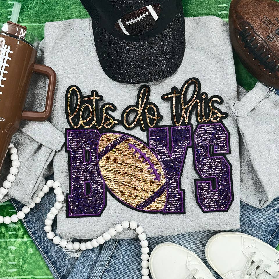 Let's Do This Boys Purple/Gold Sequin Patch Sport - Adult & Kids T-Shirts, Sweatshirts & Hoodies apparel design preview 1