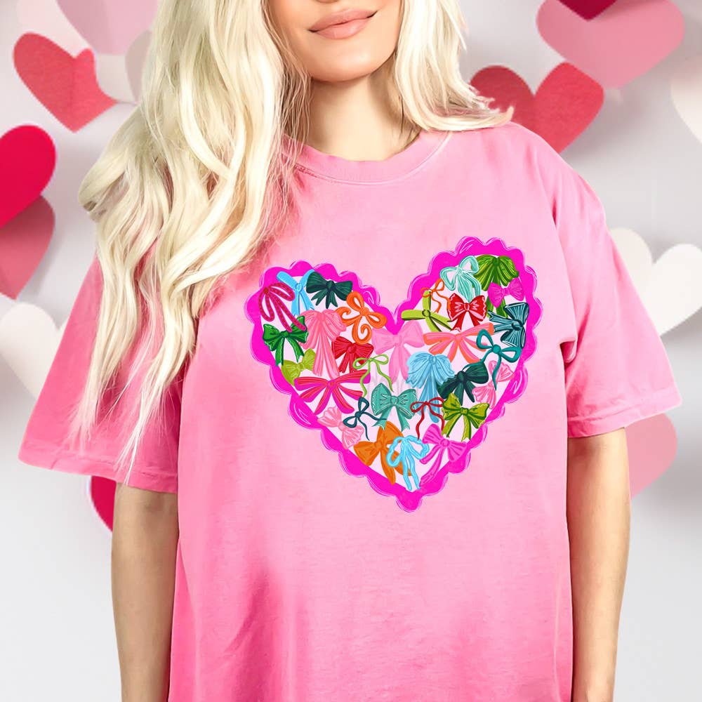 Scalloped Bow Heart - Adult & Kids T-Shirts, Sweatshirts & Hoodies apparel design preview 1