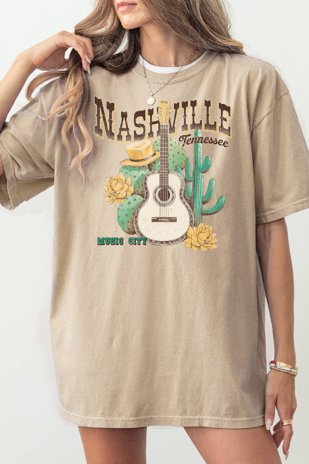 Women Nashville Graphic Print Oversize Loose Top - Adult & Kids T-Shirts, Sweatshirts & Hoodies apparel design preview 1